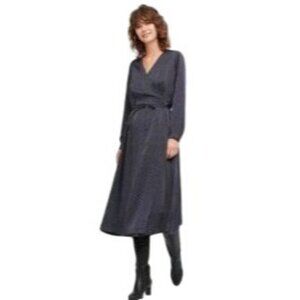 Uniqlo X Ines De La Fressange Silk True Wrap Midi Dress Womens Sz S Capsule Goth